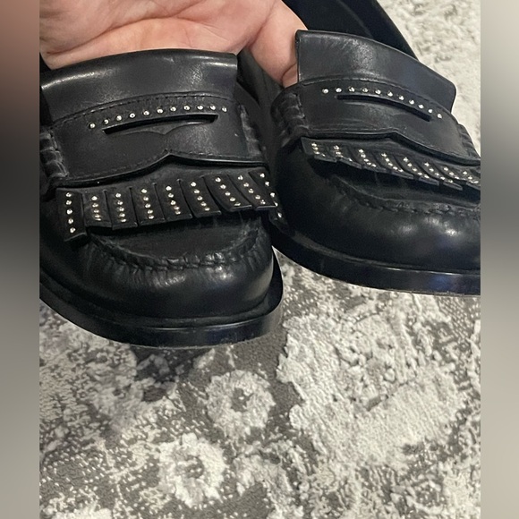 St Laurent Paris Fringed Studded Loafers - Picture 8 of 9